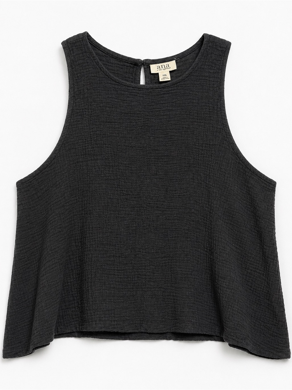 a.n.a Black Textured Cropped Tank Top